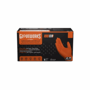 Disposable Gloves, 8 mil Palm, Nitrile, Powder-Free, Orange