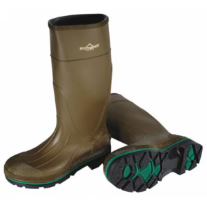 Rubber Boots, Plain Toe, Defined Heel, Waterproof, Oil Resistant Sole, Olive