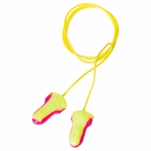 Laser Lite Disposable Corded Earplugs, Foam, Contoured-T Shape, NRR 32 dB, Magenta/Yellow, 100 Pairs