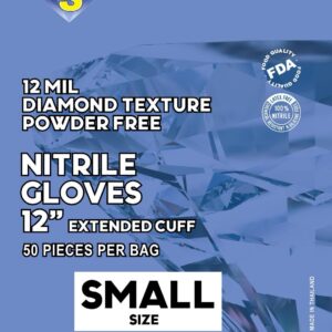 ES DIAMOND GRIP Heavy Duty 12 Mil Nitrile Powder Free Gloves with Aggressive Super Grip