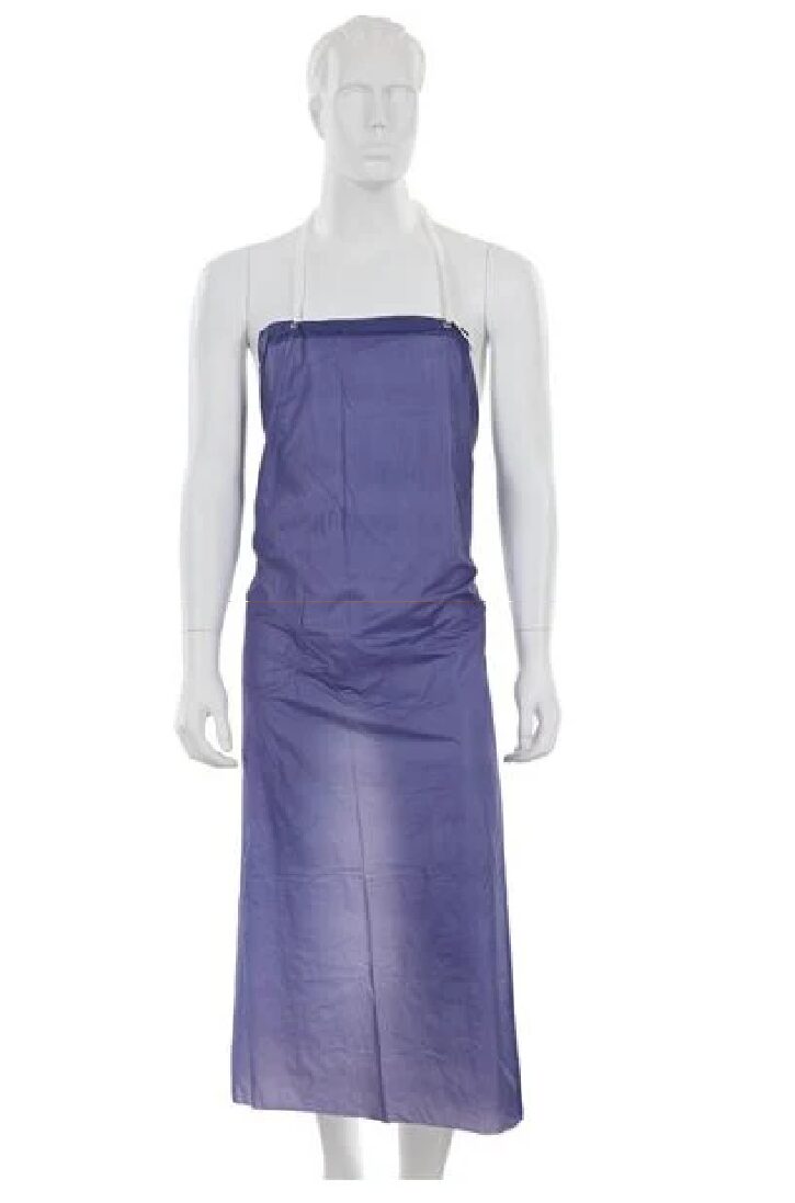 AG-V3545BRE6 BLUE 6 MIL VINYL APRON RAW EDGE 100 PER CASE